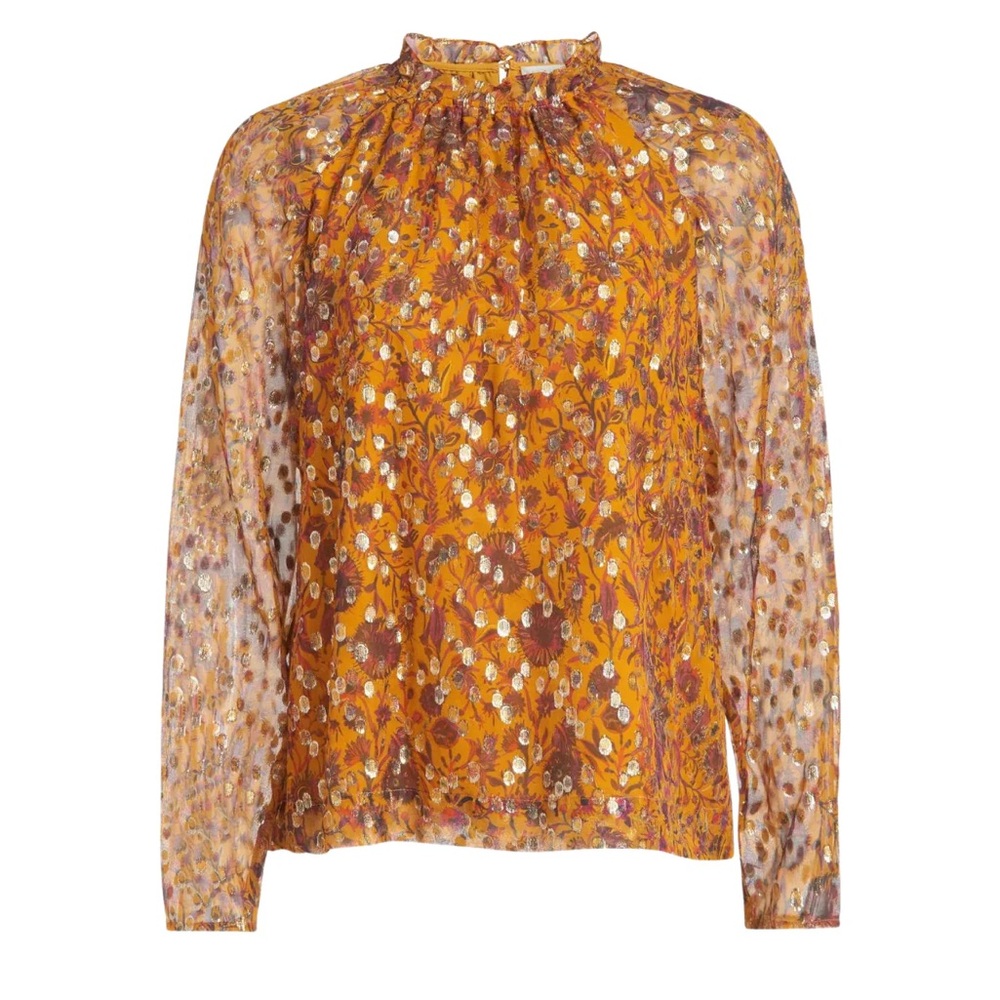 Marie Oliver Layla Blouse Silk & Metallic Sz XS